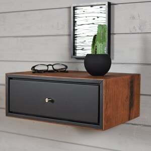 Table De Chevet Noire Suspendue Avec 1 Tiroir Console Etsy