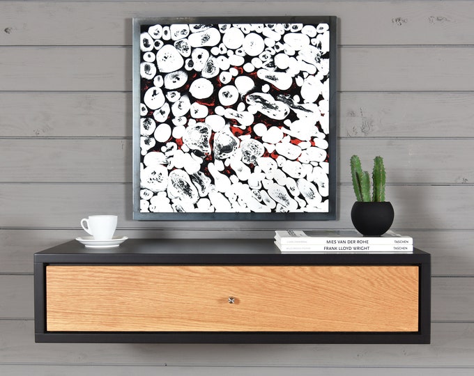 modern floating entryway with drawer