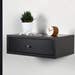 Horst reviewed End table / Side table with drawer / Modern bedside / Wood side table / Floating black Corian bedside / Stone gray console midcentury  