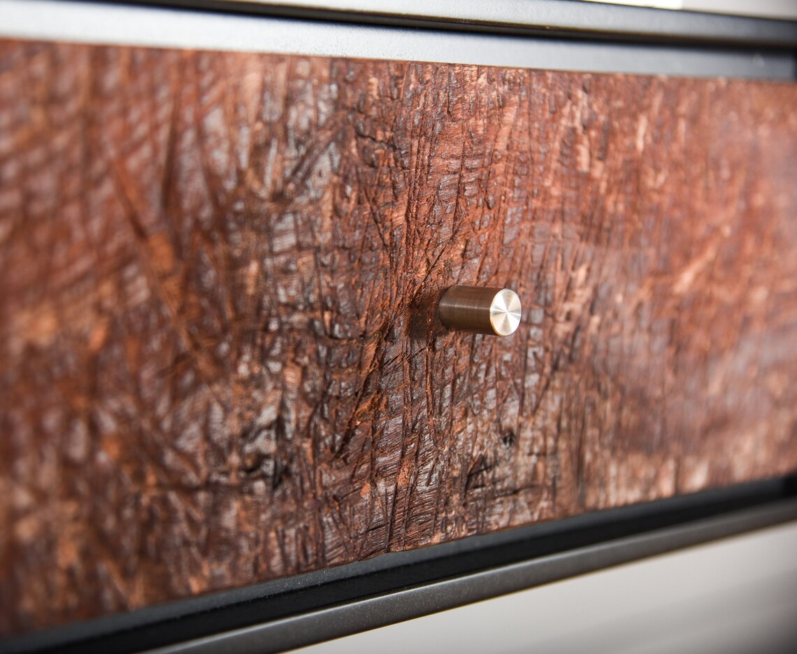Black Floating Nightstand With Drawer in Old Wood Etsy
