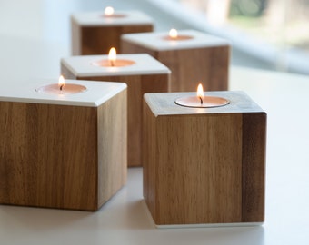 Modern wooden candle holder / wedding gift ideas