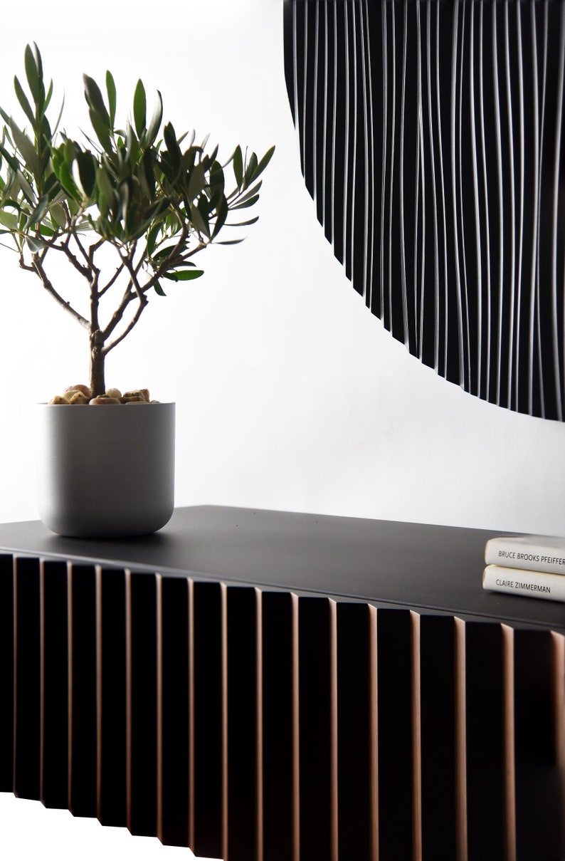 Floating Console in Walnut and Black With 1 Drawer, Modern Entryway - Etsy