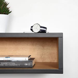 Open floating bedside table in black and oak image 5