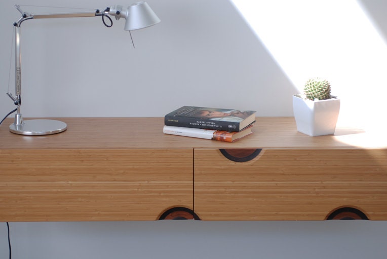 Floating Entryway Floating Desk In Solid Wood Wall Mounted Desk
