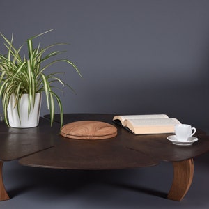 Coffee Table Mid Century Industrial round in Cor-Ten imagem 1