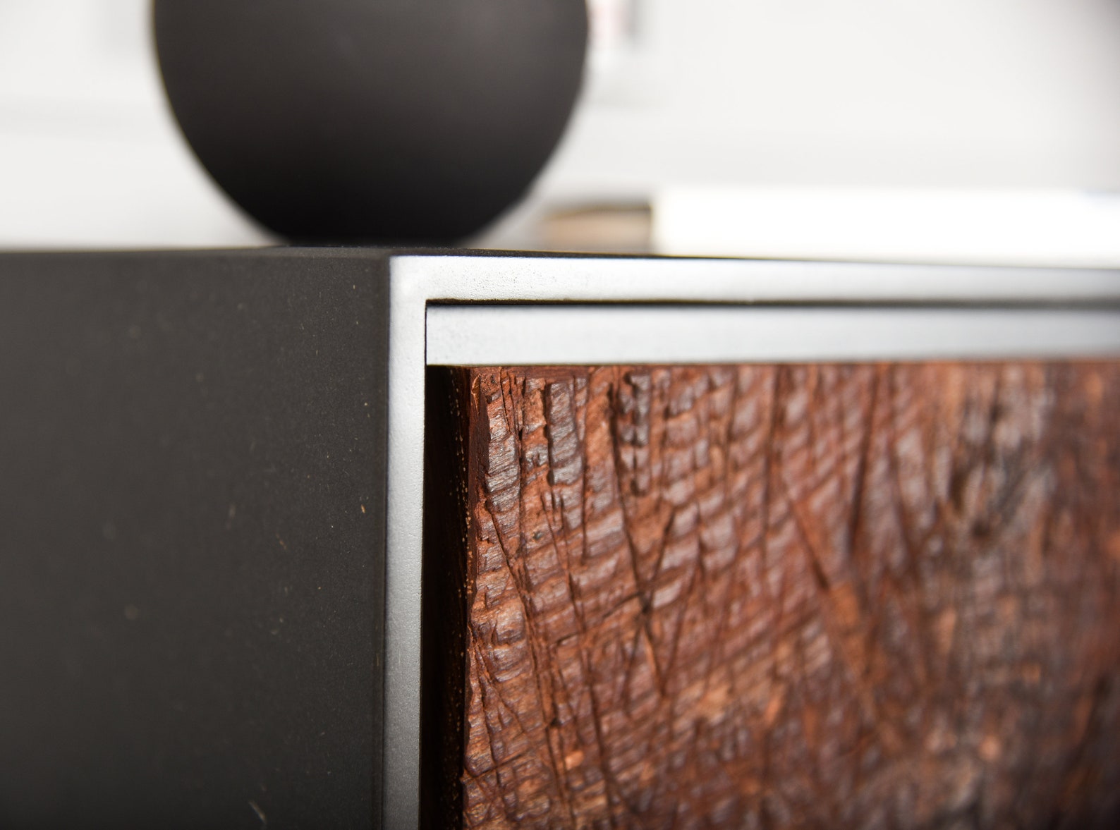 Black Floating Nightstand With Drawer in Old Wood Etsy
