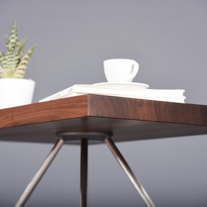 bedside table in mid century solid walnut / wooden coffee table handmade image 5