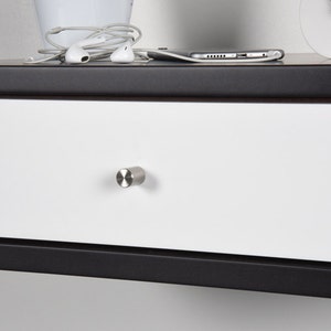 Floating Nightstand with drawer in gray Valcromat and white drawer in Corian image 4
