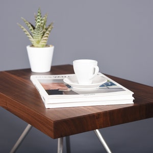 bedside table in mid century solid walnut / wooden coffee table handmade image 9