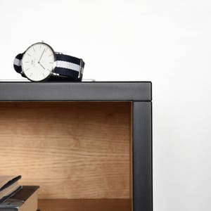 Open floating bedside table in black and oak image 7