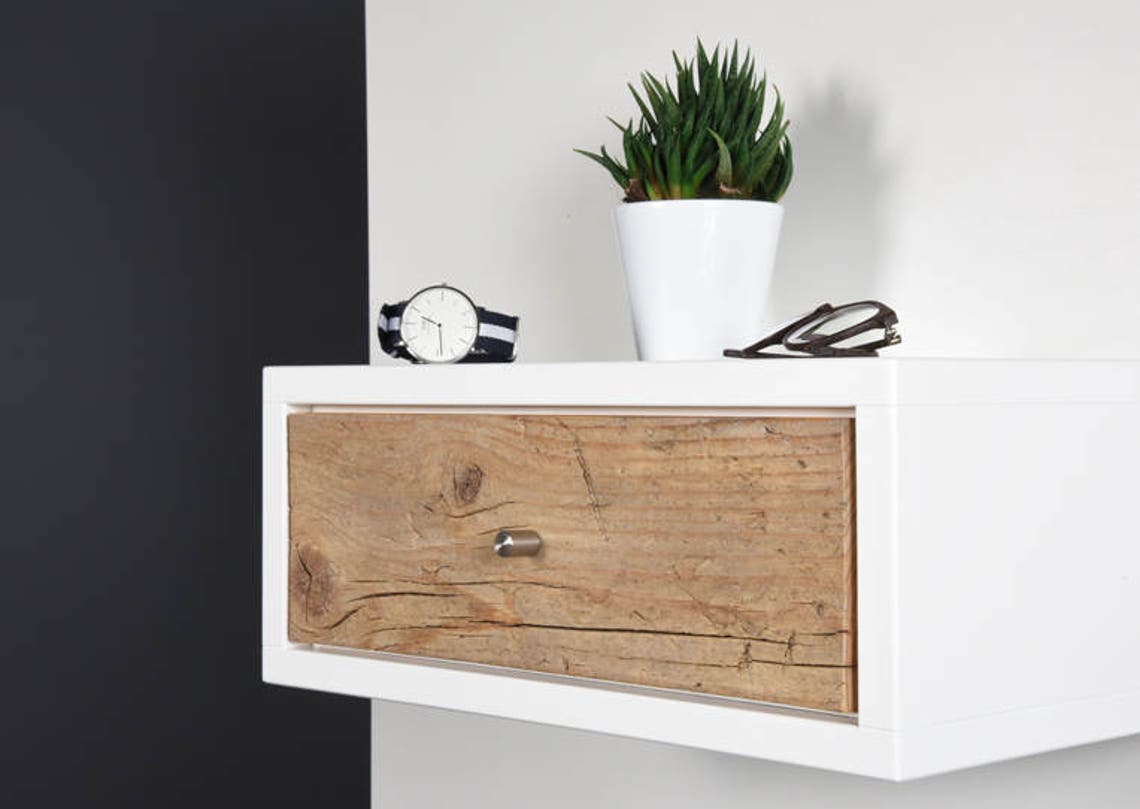Relaxdays Comodino Scandinavia Con Cassetto – 55x42x30 Cm, Bianco E Legno Naturale, Stile Retrò, Mobile Basso Per Camera Da Letto