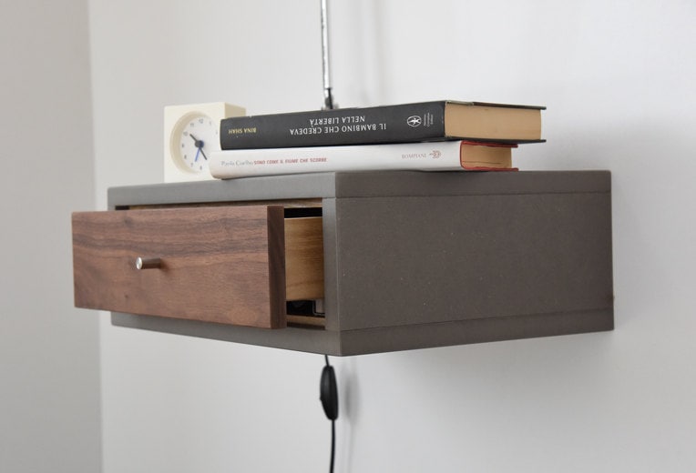 Grey floating nightstand deals
