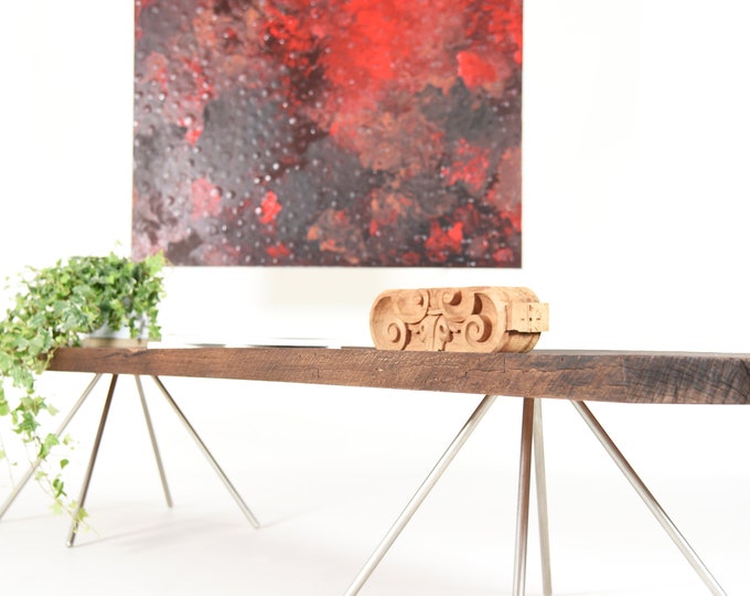 rustic console table midcentury / tv stand in antique wood