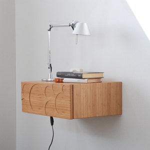 Mid Century Bedside table with Drawer in Bamboo / Entryway Organizer