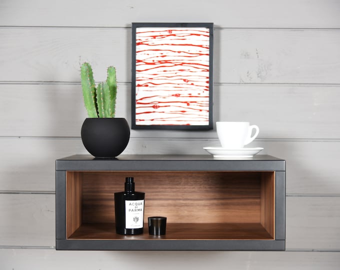black end walnut floating nightstand / entryway console