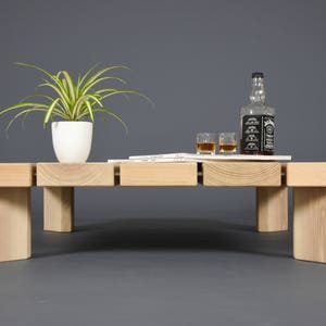 design wooden Coffee table / Side table wood mid century / Modern handmade ash tree wood table / Table living room image 5
