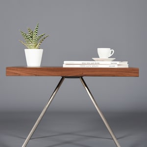 bedside table in mid century solid walnut / wooden coffee table handmade