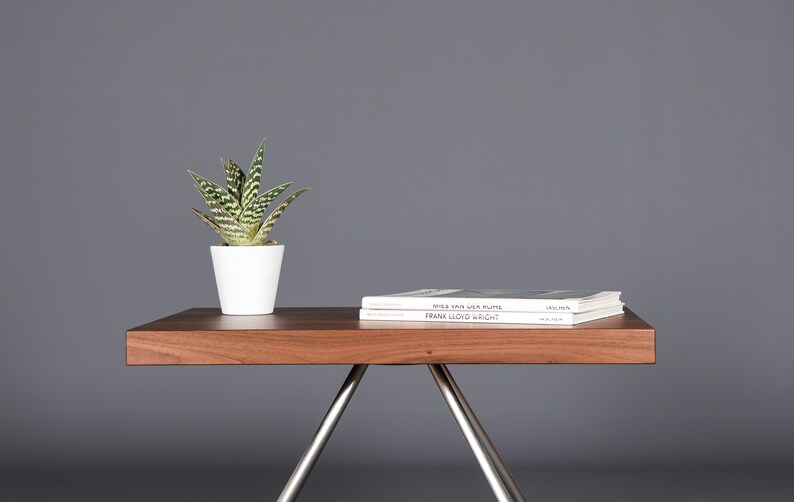 bedside table in mid century solid walnut / wooden coffee table handmade image 6