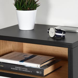 Open floating bedside table in black and oak image 8