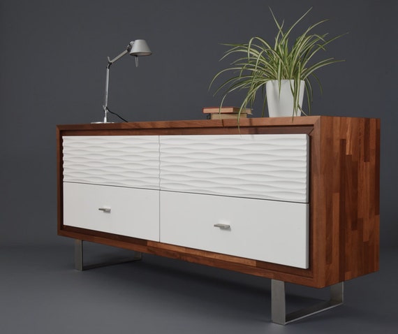 Cupboard Iroko Solid Wood Sideboard With 4 Large White Etsy