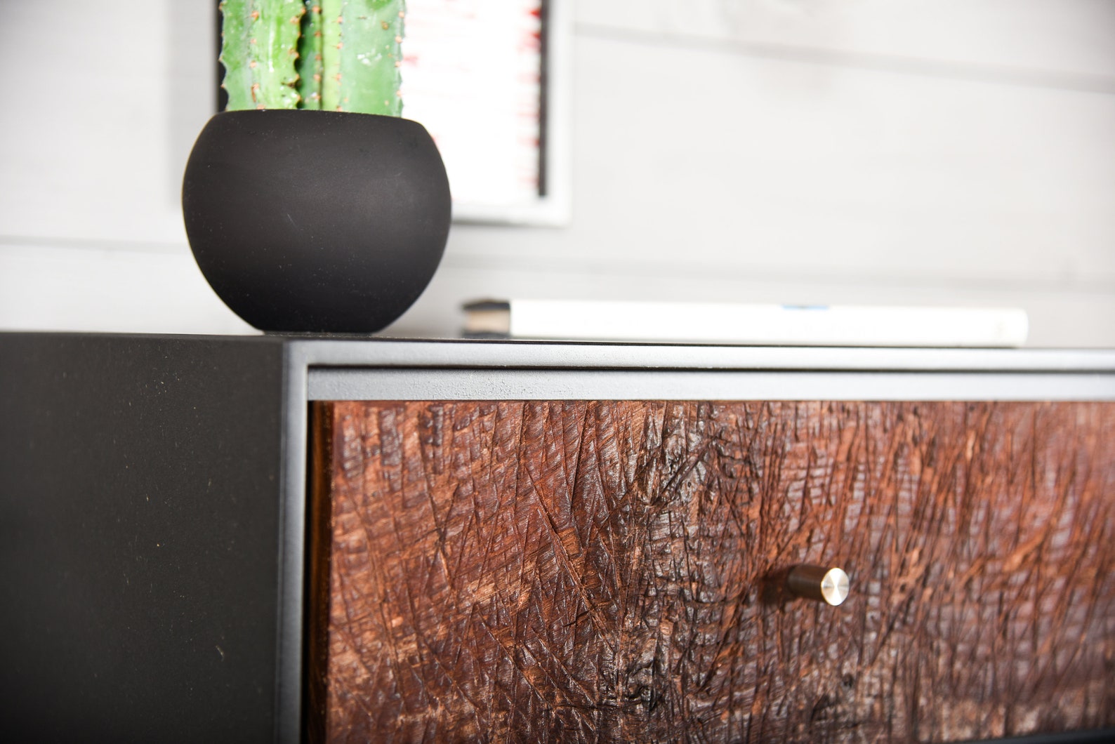 Black Floating Nightstand With Drawer in Old Wood Etsy