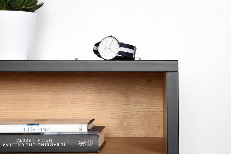 Open floating bedside table in black and oak image 4