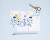 Wild flowers illustrated postcard