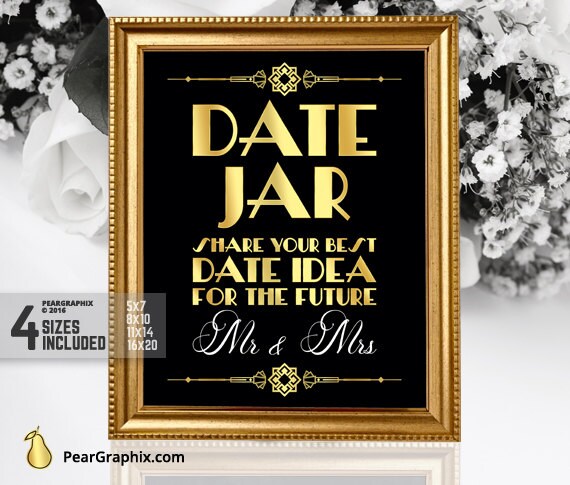 Date Jar Great Gatsby Wedding Sign Diy Printable Wedding Etsy