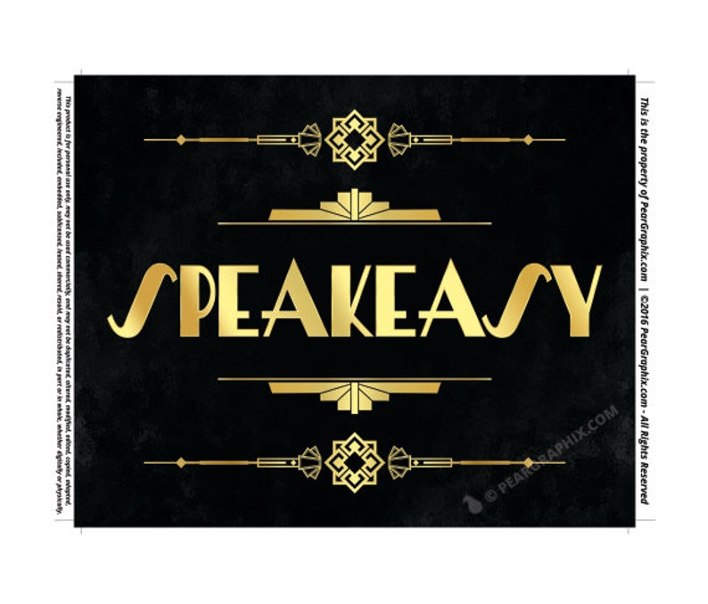 Speakeasy Sign DIY Printable / Roaring 20s Great Gatsby Party | Etsy