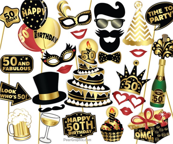 50th Birthday Photo Booth Props Diy Fiftieth Birthday Party Etsy 50th Birthday Photo Booth Props Diy Fiftieth Birthday Party Etsy