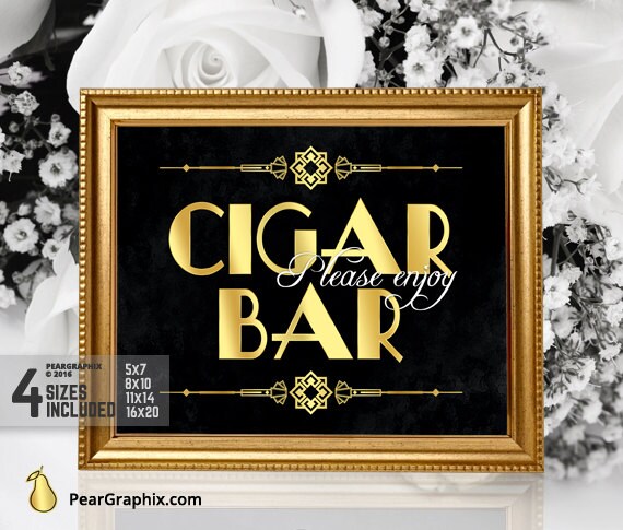 Cigar Bar Sign Gatsby Wedding Printables Great Gatsby Party Etsy