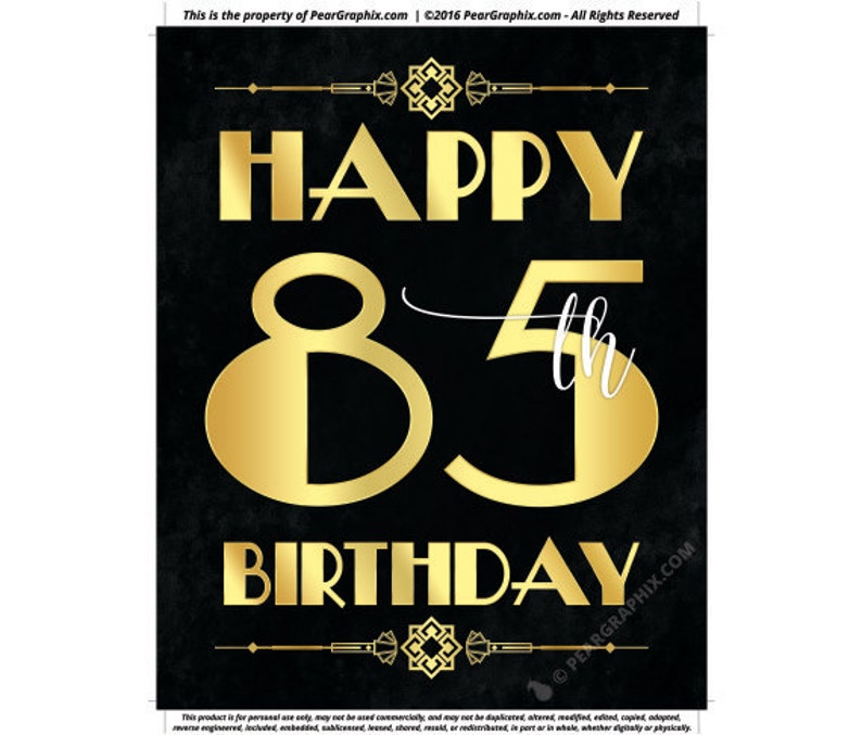 Happy 85th Birthday Sign Printable 85th Birthday Decor | Etsy