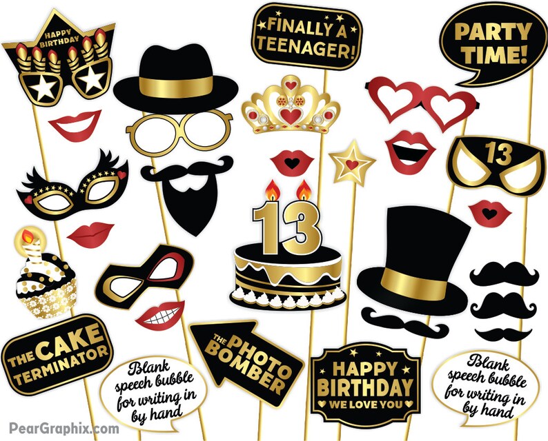 13th-birthday-photo-booth-props-13th-birthday-girl-boy-photo-etsy