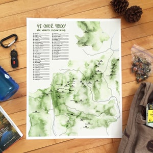 48 over 4000&#39; - White Mountains Map Poster