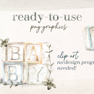 Watercolor Baby Blocks Clipart – Gender Neutral ABC Design (digital ...