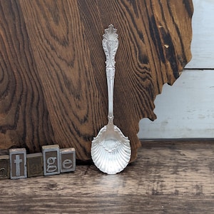 Antique Rogers & Hamilton Sterling Silver Shell Sugar Spoon