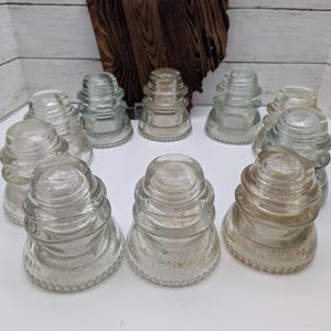 Hemingray No. 42 CD 154 Double Petticoat Clear Telegraph Insulators Round Drip Points