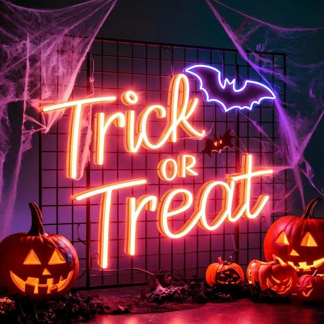 Trick or Treat Neon Sign Custom Halloween Neon Decoration Indoor ...