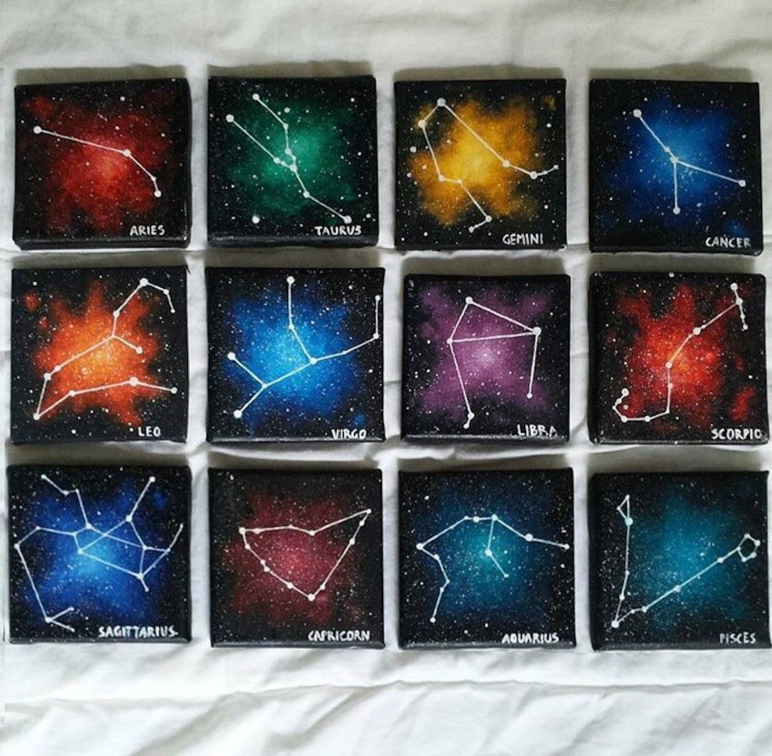 Astrology Zodiac Signs Constellation Painting Etsy