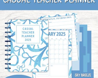 2025 Casual Teacher Planner (Sky Breeze) – 26-Page Printable Planner for Casual/Relief Teachers