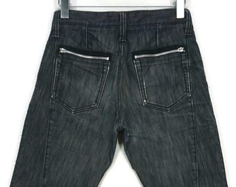TAKA-Q Jeans Size W30xL27.5 Japanese Workwear Bootcut Patchwork Ankle Cropped Low Rise Denim