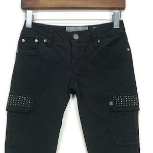 Miss Me Pants Size 25 fit W27 L26.5 Low Rise Skinny Cropped Cargo Beads Embellished