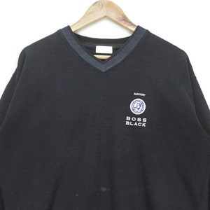 Vintage Suntory Sweatshirt Size M Boss Black Coffee V Neck Distressed Pullover