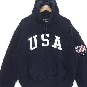 Vintage Polo Ralph Lauren USA Hoodie - Size L Fleece Pullover