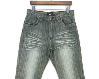 Homme Jeans Size 32x30 Japanese Workwear Whiskered Hickory Stripe Dungarees Flare Denim