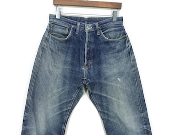DENIME Selvedge Jeans Size W30xL30 Distressed Baggy Relaxed Denim