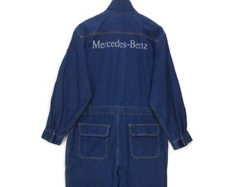 Mono de mecánico Mercedes-Benz vintage, mono de Auto Beam Hikari Corporation, ropa de trabajo japonesa, talla LL