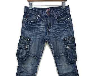 RUPERT Jeans Size 30 fits W32xL34 Japanese Bondage Cargo Denim Low Rise Rave Jeans