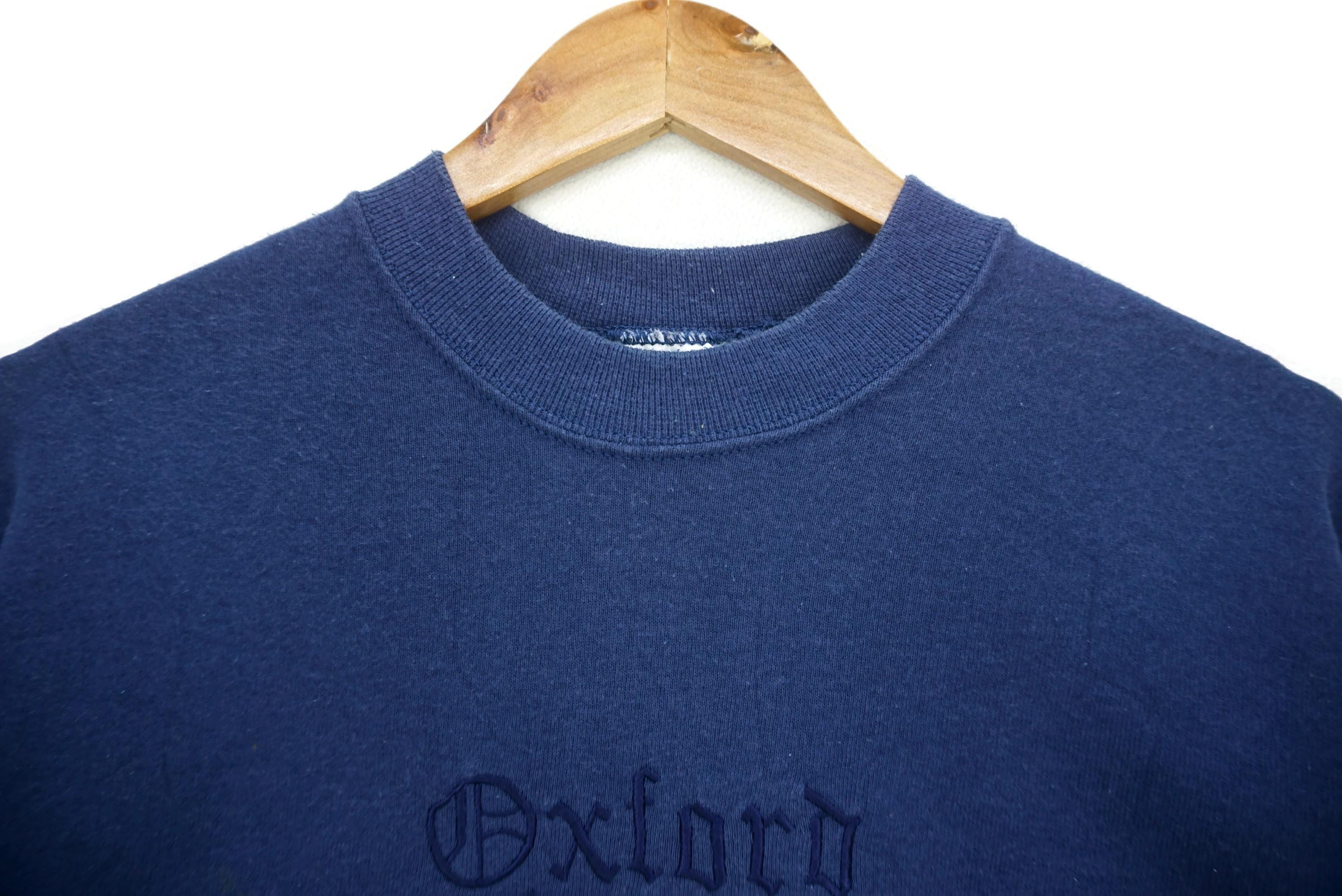 Sweat Oxford University Vintage Années 90, Gris, Col Rond, Logo, Unisexe Taille M/L