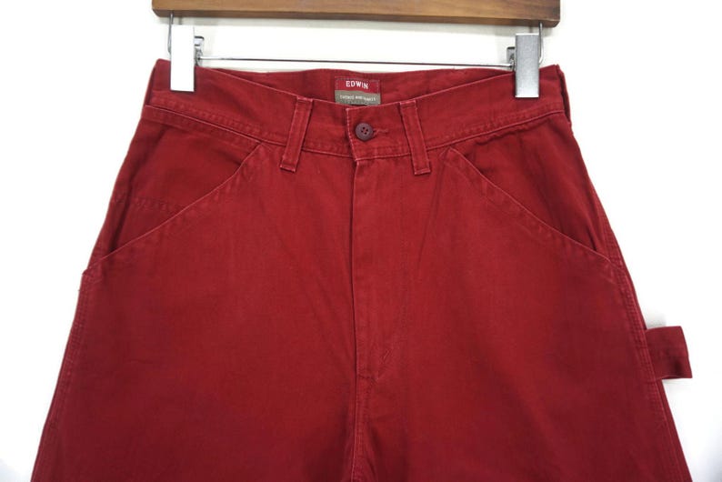Pantalones Edwin talla W28xL33 ropa de trabajo japonesa de talle alto, chinos de carpintero, color caqui imagen 3